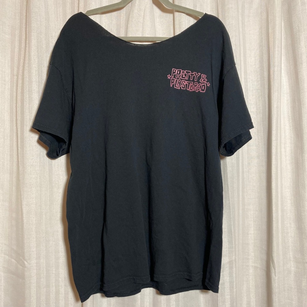 Assholes Live Forever Pretty & Plastered Graphic Tee Black Mens L Cut Neck - Picture 2 of 4